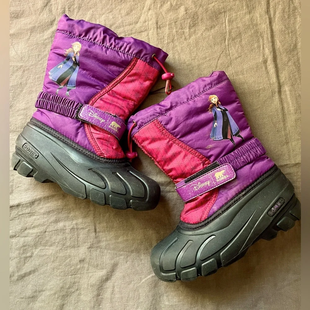 Sorel Disney Anna Frozen 2 Youth Boots Purple Black Girls Youth Size 3